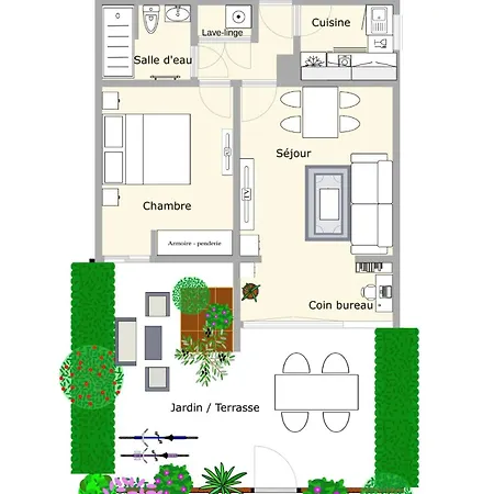 Le Flamant - P2 De 40m2 Grande Terrasse-parking-wifi